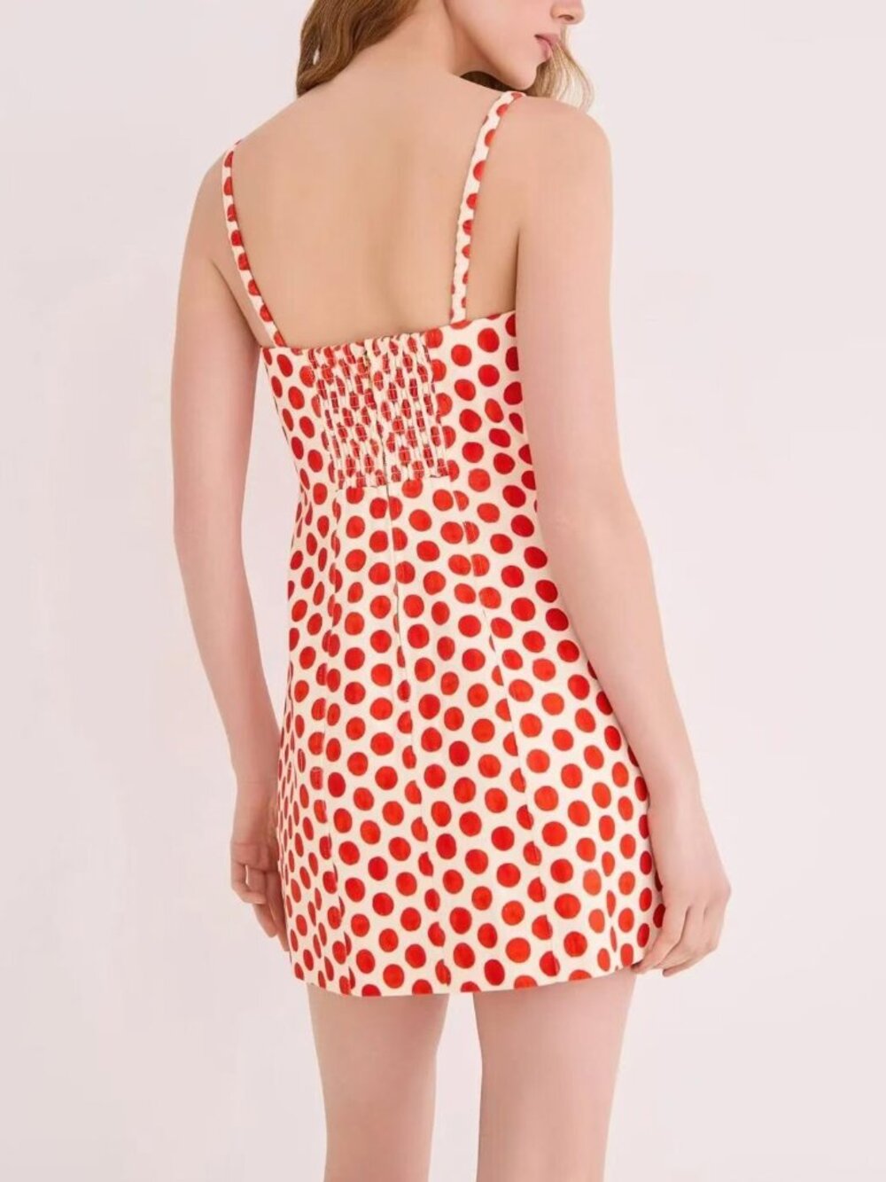 Cara Cara NYC Claudine Mini Dress 0/4/8 Celeste Spot Red Polka Dot - Picture 12 of 13